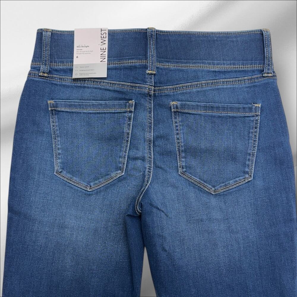 NINE WEST Women’s 6 SLIM STRAIGHT Blue Jeans - Picture 3 of 4
